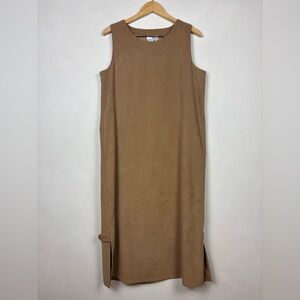 Victoria Moon Women’s Suede Dress Tan Sz 10 Minimalist Neutral Cowgirl Lagenlook